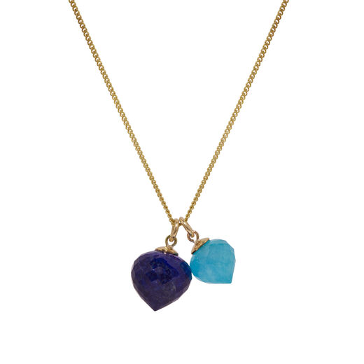 Lapis lazuli and blue quartz pendant necklace by Mounir